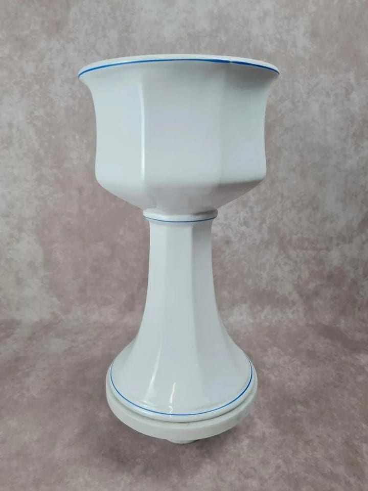 Cache-pot sur pied en porcelaine fleurie Vintage années 70 — foto 4