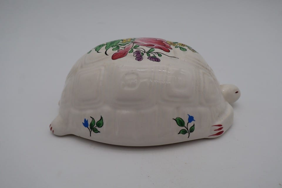 Tortue en céramique Lunéville France – décor floral — Foto 5