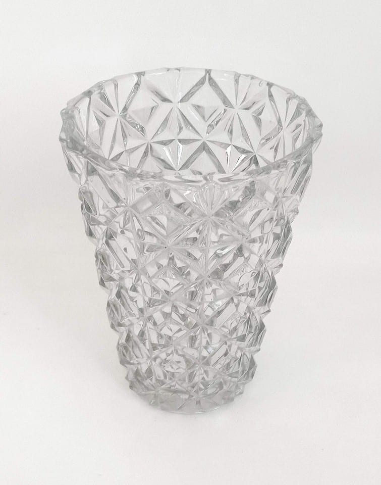 Grand vase en verre pressé moulé Années 60 Hauteur 30 cm