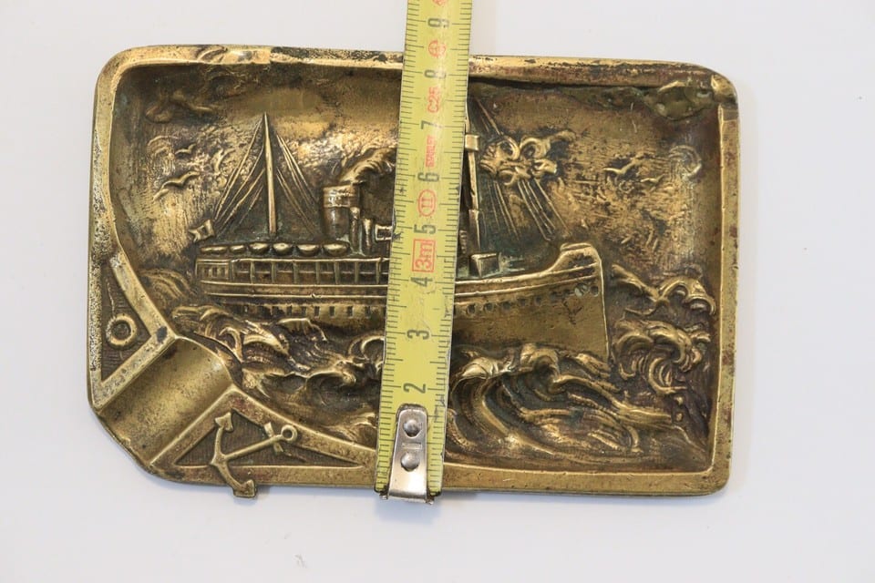 Coupelle vide poche cendrier ashtray bronze bateau vapeur tempête paquebot boat — Foto 6