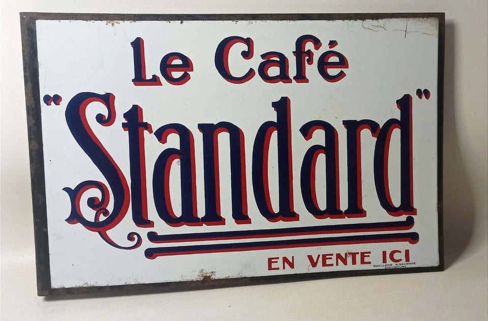 Plaque émaillée double face Le Café Standard Années 30 Format 50,5 x 33 cm — Foto 2
