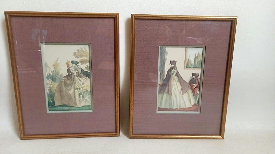 Paire d'aquarelle et gouache originales de Ferdinand Fargeot 1946 — photo 3