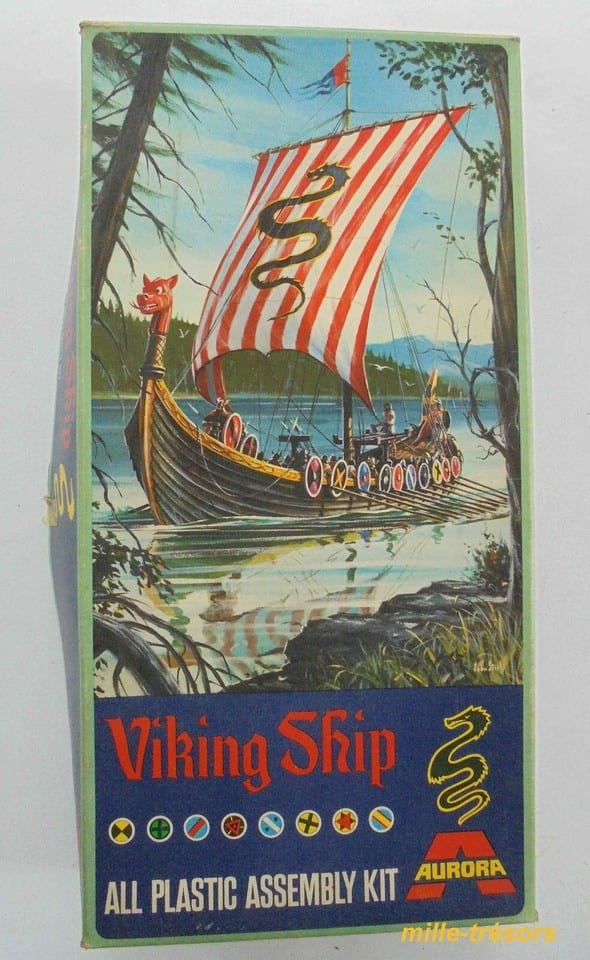 Boite d'origine VIKING Ship AURORA 70' - Assembly Kit Vintage Maquette - VIDE — foto 6