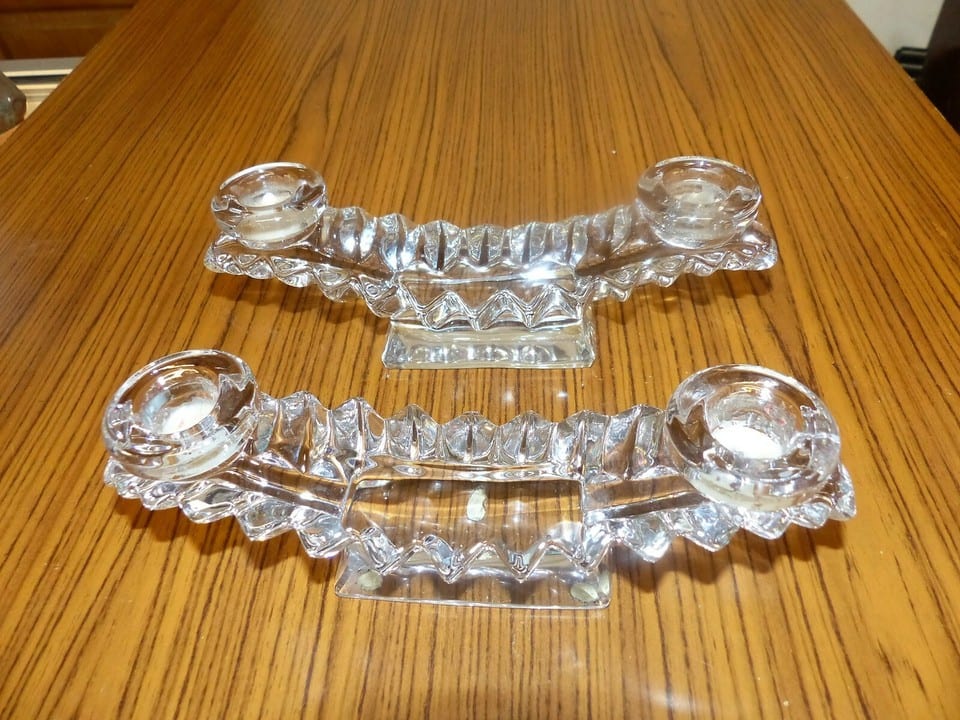paire de bougeoir en verre style art déco haut 8 larg 23 prof 6 cm — photo 2