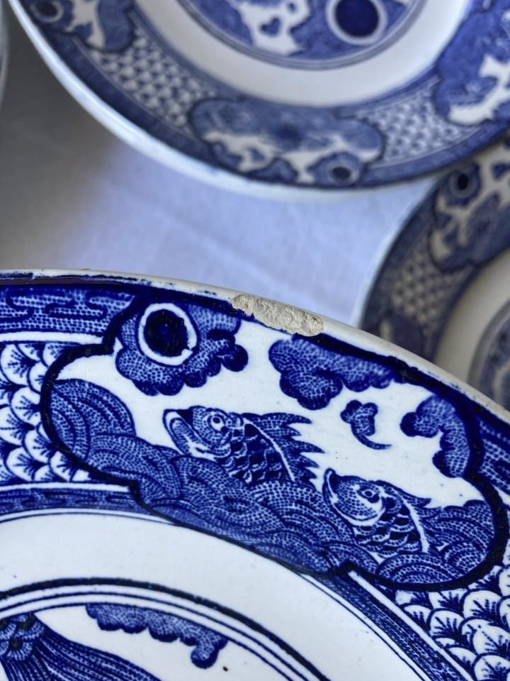 Assiettes Longwy en terre de fer, modèle Fish, fin XIXème — Foto 6