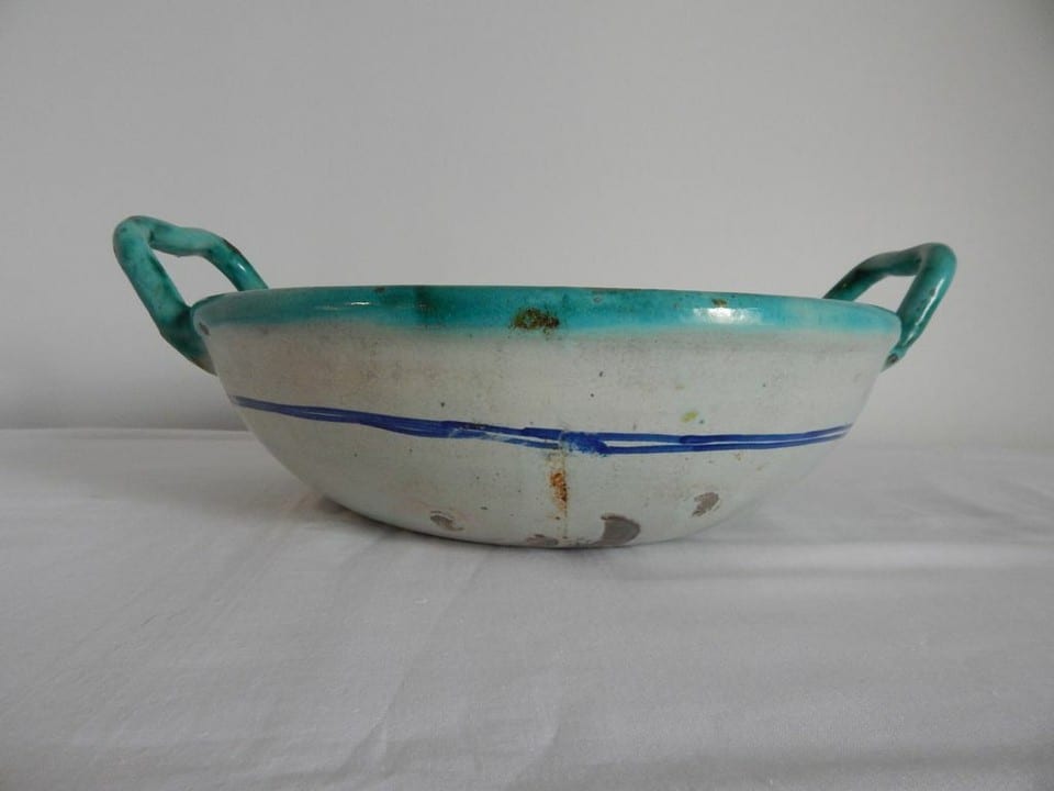 ANCIEN RARE Plat à 2 Anses Faïence Polychrome MAROC Safi Nabeul MOKHFIA GHOTA ? — photo 2
