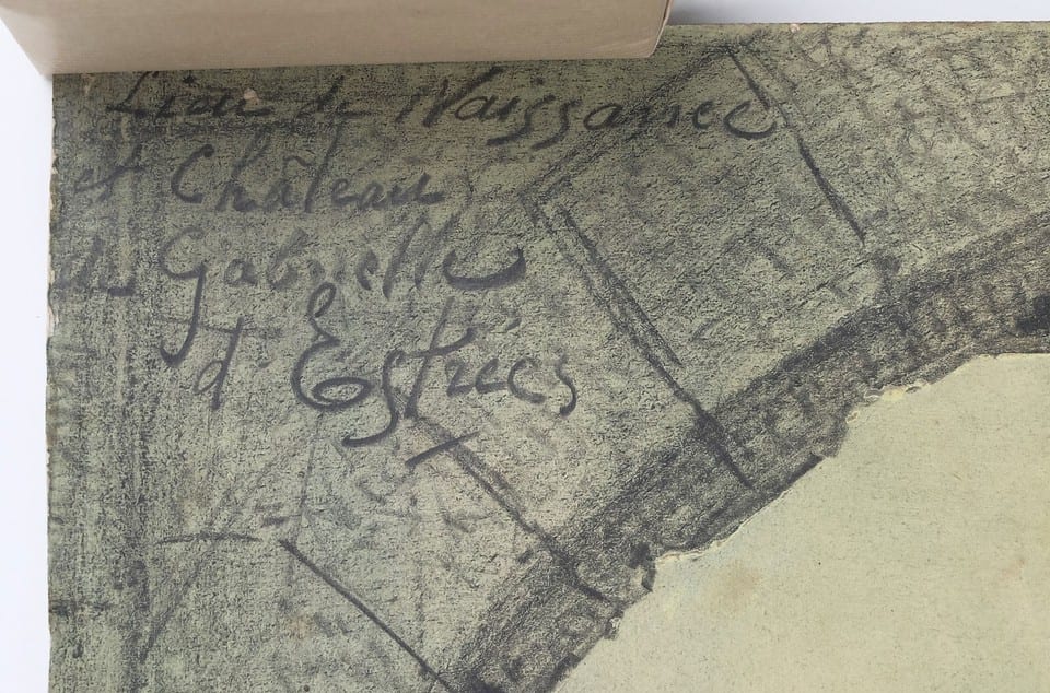 FERNAND COMBES Dessin original RUINES DU CHÂTEAU DE COEUVRES Gabrielle d'Estrées — photo 2