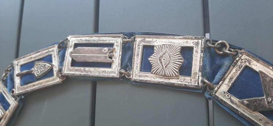Collier Maçonnique USA ancien Franc Maçon Sautoir Chaine Bijou argent ORIGINAL — photo 7
