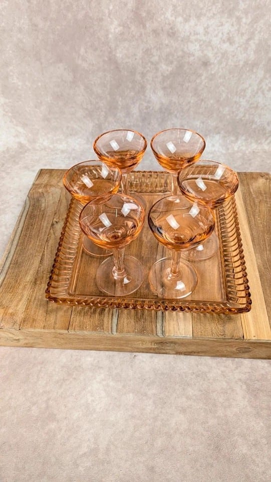Plateau Portieux rose  6 verres assortis — foto 2