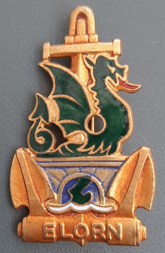 Insigne ELORN Dragon 1950s Marine époque Indochine ORIGINAL BADGE SUP