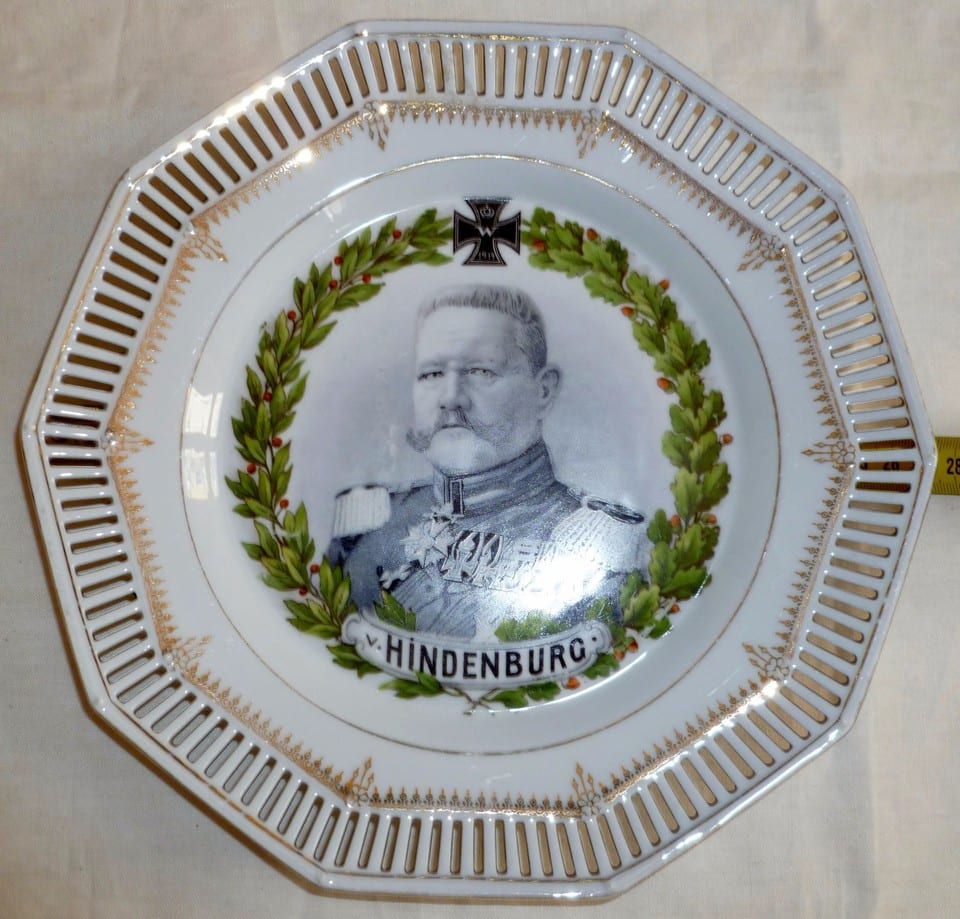 ASSIETTE ALLEMAGNE 1914/1918 WWI CROIX DE FER MARÉCHAL HINDENBURG PORCELAINE — photo 2