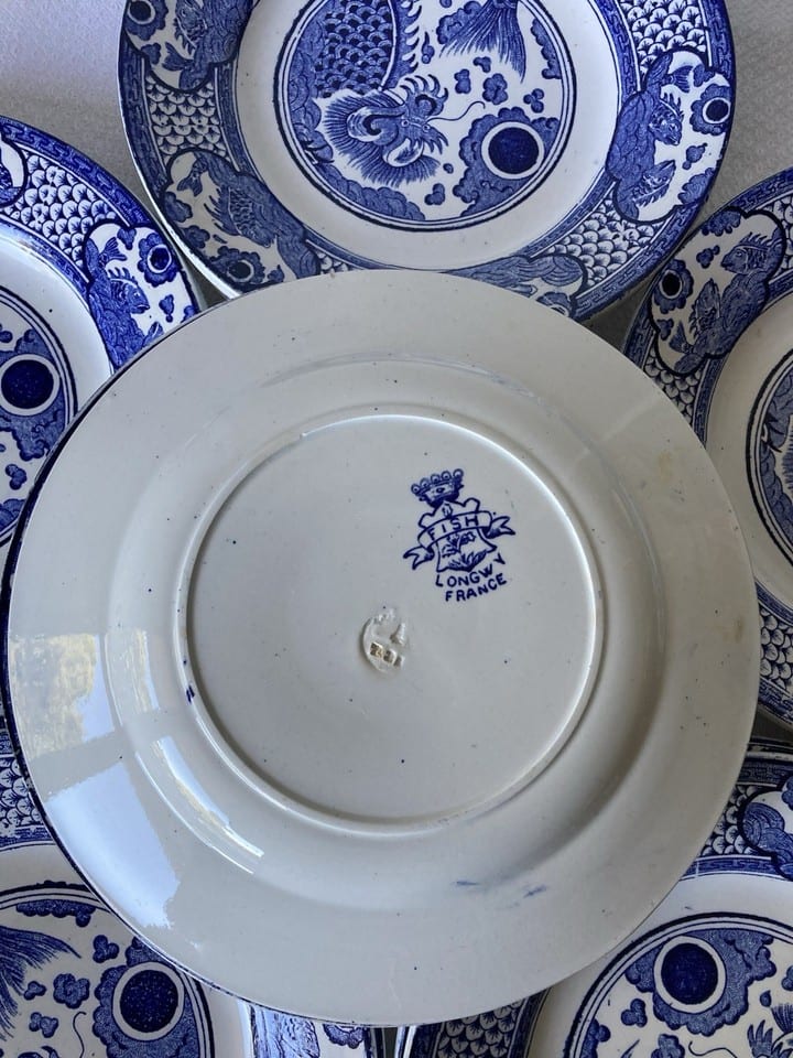 Assiettes Longwy en terre de fer, modèle Fish, fin XIXème — Foto 5