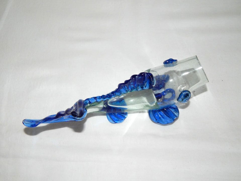 ANCIEN VASE Soliflore en VERRE Soufflé MURANO ? de Forme POISSON — photo 7