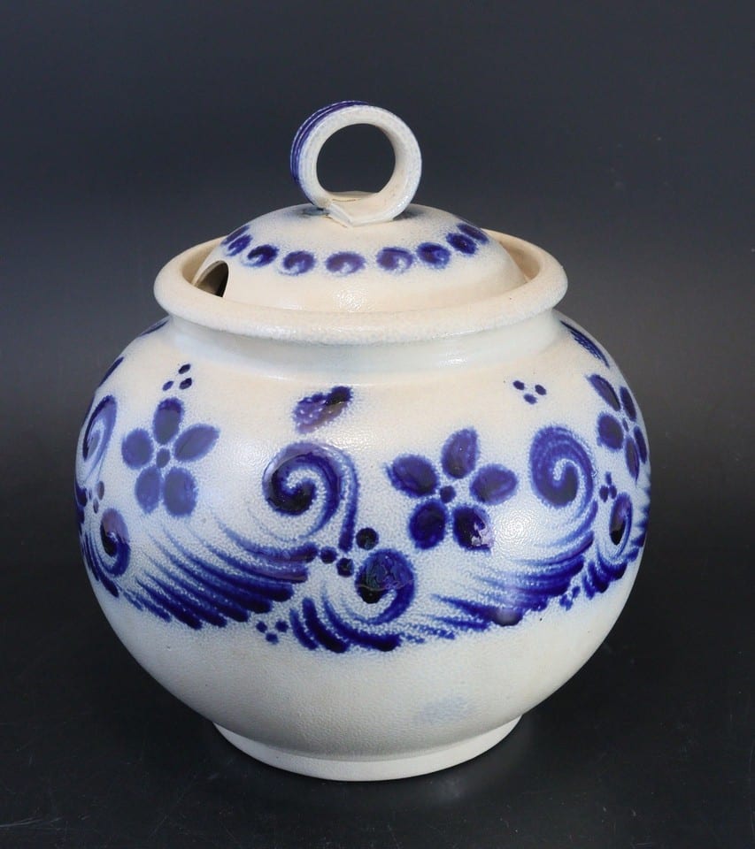 Soupière/pot couvert grès Reinhold Merkelbach Grenzhausen Westerwald bleu cobalt
