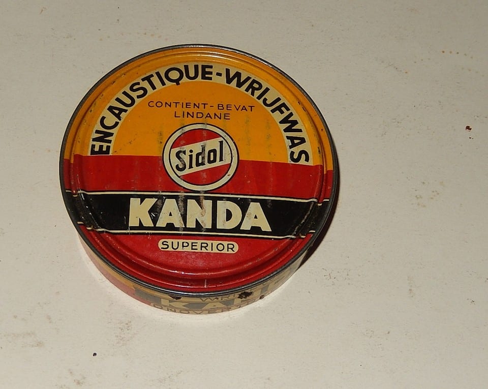 Ancienne BOITE encaustique Sidol KANDA Superior 1/8 Kilo - Diamètre 11.5 cm env