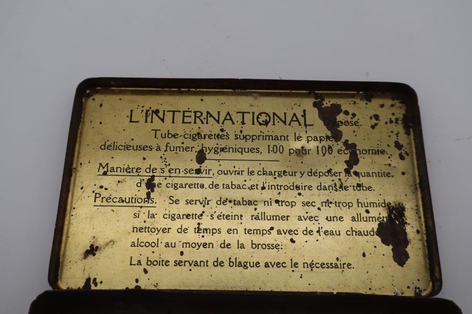 Boîte ancienne Cigarettes sans Papier L’International –tabac– objet publicitaire — photo 8