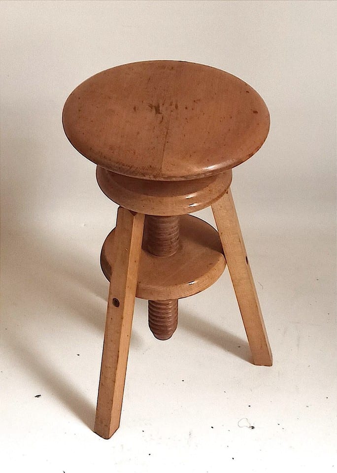Tabouret d'atelier à vis hêtre Années 50 — photo 3