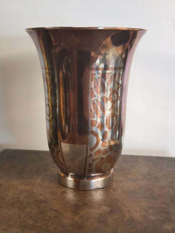 Luc Lanel Vase Art Deco Dinanderie Pour Christofle 1930 Ancien Vintage — foto 4