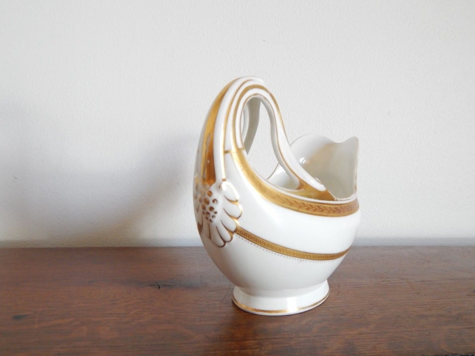 ANCIENNE Saucière Casque PORCELAINE Limoges L. Bernardaud & Cie Liseré Doré — photo 7