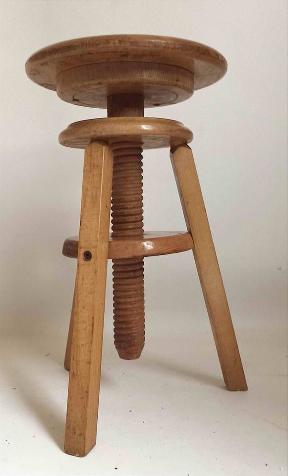 Tabouret d'atelier à vis hêtre Années 50 — photo 5