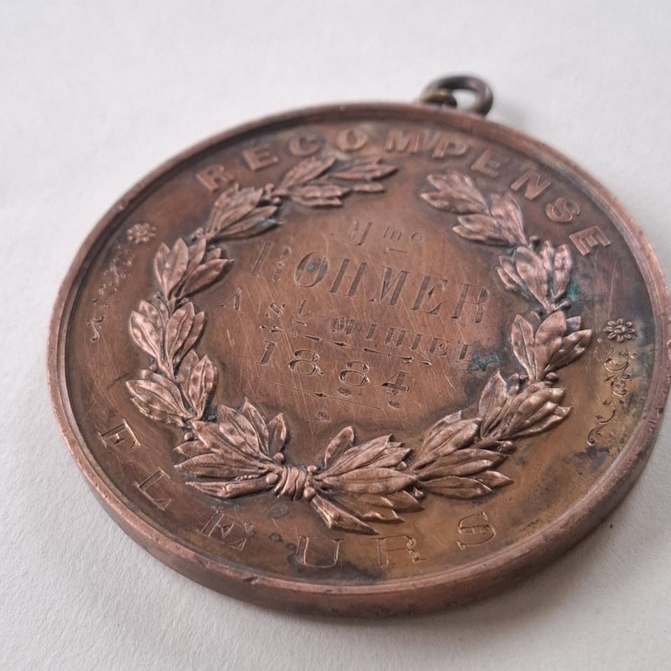 Médaille RECOMPENSE FLEURS 1884 grand format  COMITE d’AGRICULTURE — photo 7