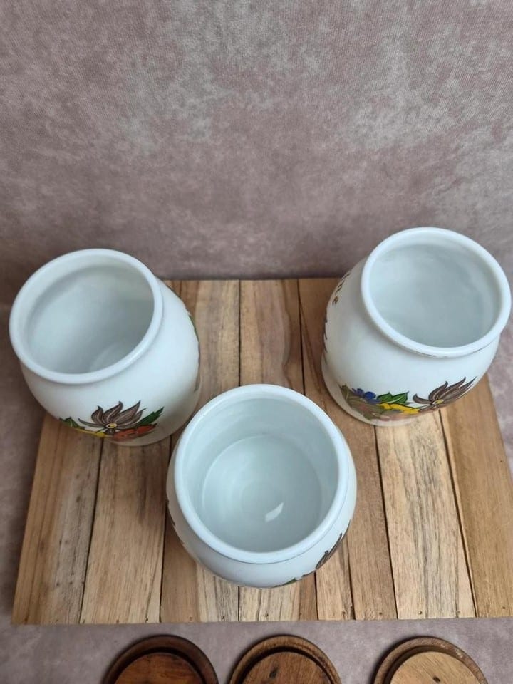 Lot de 3 pots à provisions vintage Brf – Café, Farine et Sucre – verre opalin — photo 5
