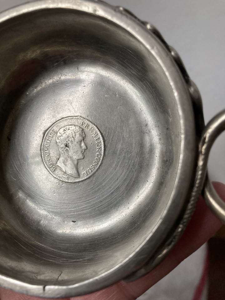 Taste-vin en argent massif, 18ème, orné d’1 franc Bonaparte Premier Consul An 12 — foto 2