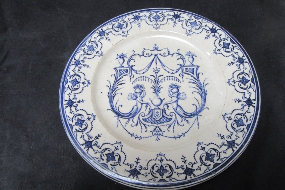 Assiette Ancienne Jules Vieillard Bordeaux JV & Cie Moustiers XIXe - 22 cm — photo 2