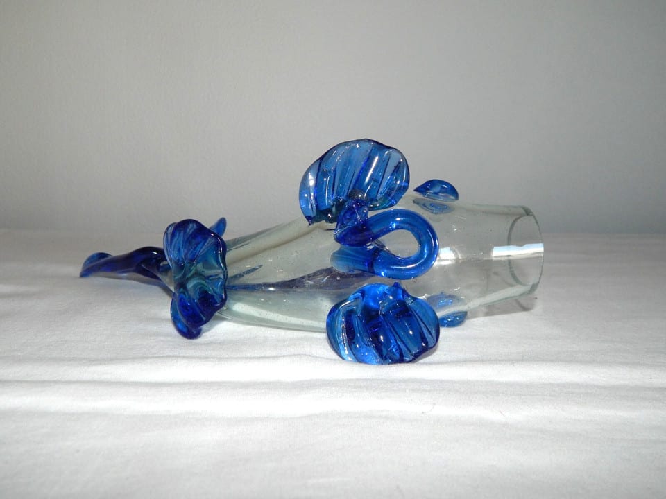 ANCIEN VASE Soliflore en VERRE Soufflé MURANO ? de Forme POISSON — photo 8