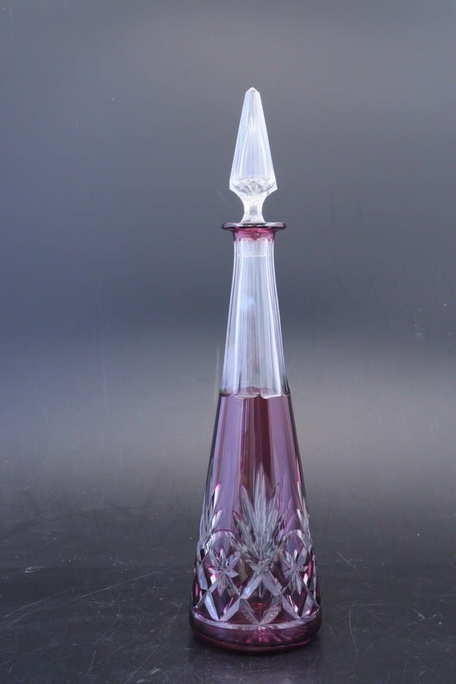 Carafe cristal taillé Saint-Louis Massenet overlay améthyste rare coloris  32cm — photo 2