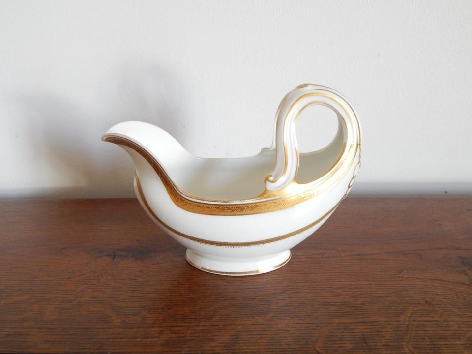 ANCIENNE Saucière Casque PORCELAINE Limoges L. Bernardaud & Cie Liseré Doré — photo 4