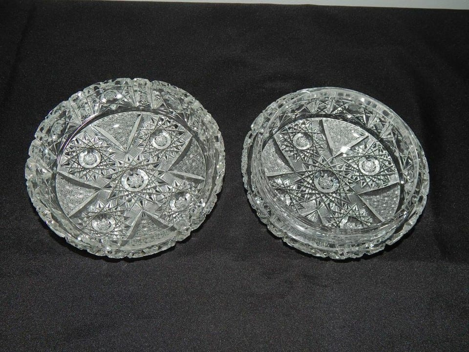 ANCIENNE Bonbonnière en CRISTAL de Bohême Taillé — photo 7