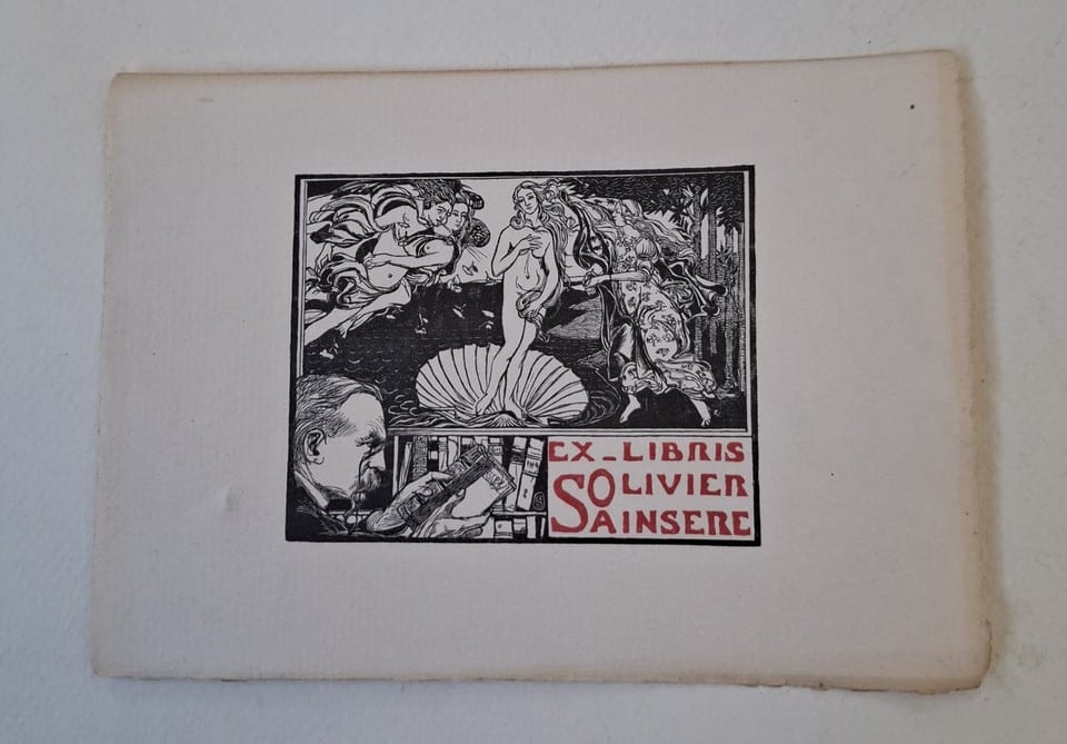 Ex-libris Olivier SAINSERE sur papier structuré