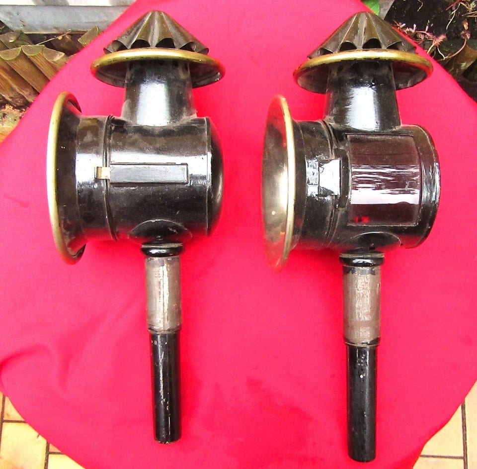 paire de lanternes de calèche à bougie anciennes ( hippomobile) — photo 2