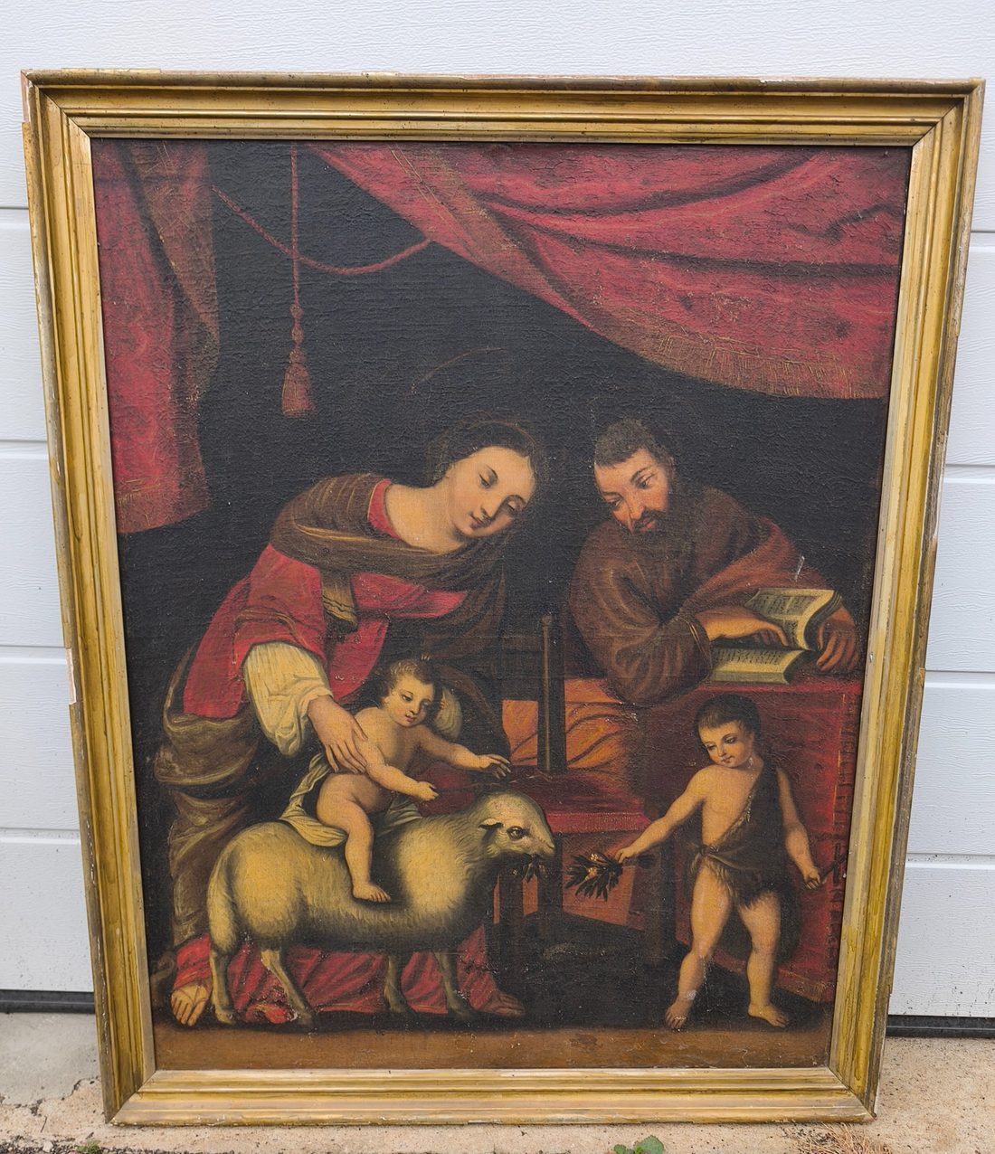 Grand tableau religieux xviiieme sainte famille