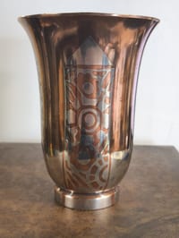 Luc Lanel Vase Art Deco Dinanderie Pour Christofle 1930 Ancien Vintage