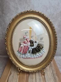 Cadre ovale vintage verre bombé “la Mode Illustrée” Anaïs Toudouze