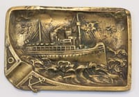 Coupelle vide poche cendrier ashtray bronze bateau vapeur tempête paquebot boat