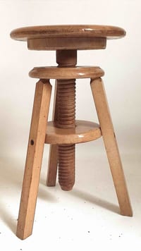 Tabouret d'atelier à vis hêtre Années 50