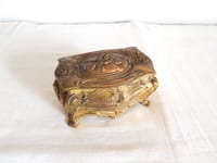 ANCIENNE Boîte Coffret à Bijoux en Métal à Décor FLORAL