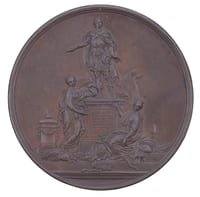 MÉDAILLE EN BRONZE F.J. MARTEAU c.1744 STATUE DE LOUIX XV À RENNES J.B. LEMOYNE