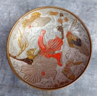 Coupelle cloisonnée émaillée décor fleurs et oiseaux