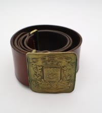 Ceinturon de sapeur-pompier en cuir et plaque laiton Ville de Paris vers 1900