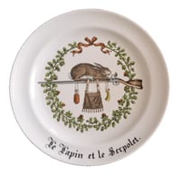 assiette porcelaine d'Auteuil décor Chambord  Diam 24 h 2.5cm le lapin