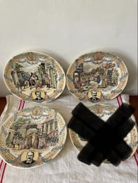 Assiettes terre de fer polychrome Sarreguemines XIXème