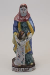 St Anne apprenant à lire à la vierge faïence de Malicorne XIXe Pouplard Béatrix