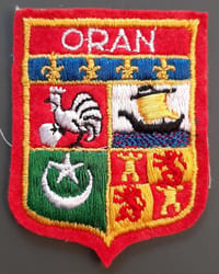 Écusson ancien ORAN Algérie Française brodé Blason ville tissu ORIGINAL 1950/60