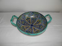 ANCIEN RARE Plat à 2 Anses Faïence Polychrome MAROC Safi Nabeul MOKHFIA GHOTA ?