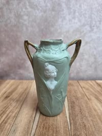Vase Art nouveau Schäfer & Vater Jugendstil biscuit vert vers 1900