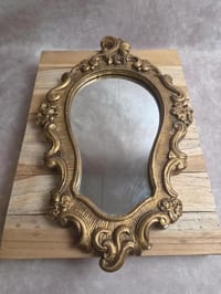 Miroir ancien doré en stuc – style Louis Xv rocaille – 42 cm